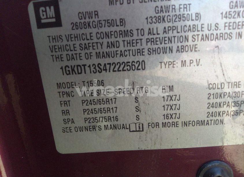 Photo 9 of 2007 Gmc Envoy SLE (VIN 1GKDT13S472225620)