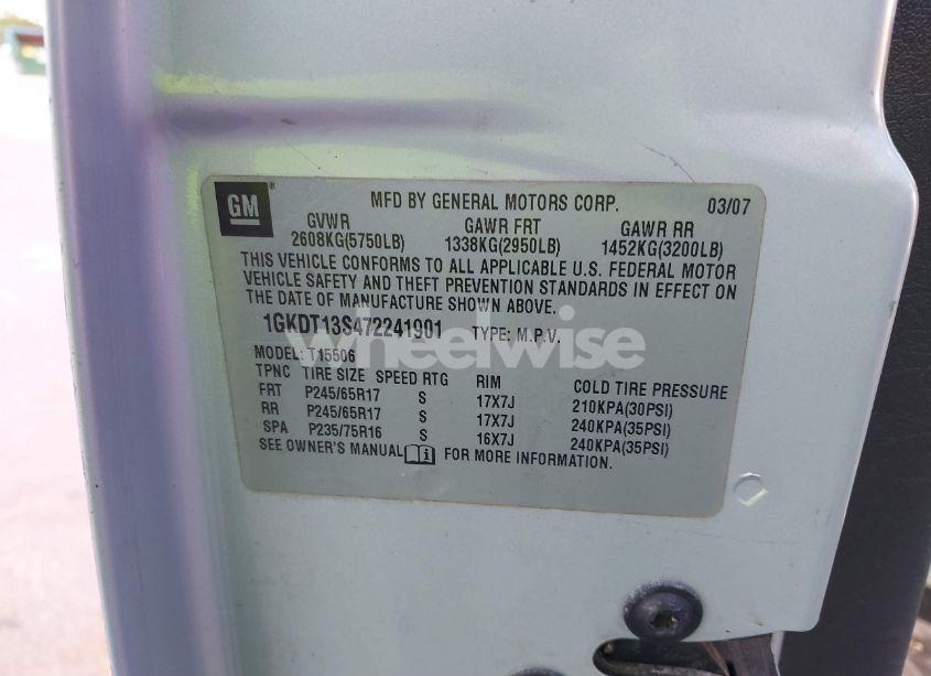 Photo 9 of 2007 Gmc Envoy SLE (VIN 1GKDT13S472241901)