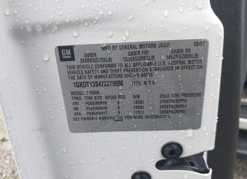 Photo 9 of 2007 Gmc Envoy SLE (VIN 1GKDT13S472279886)