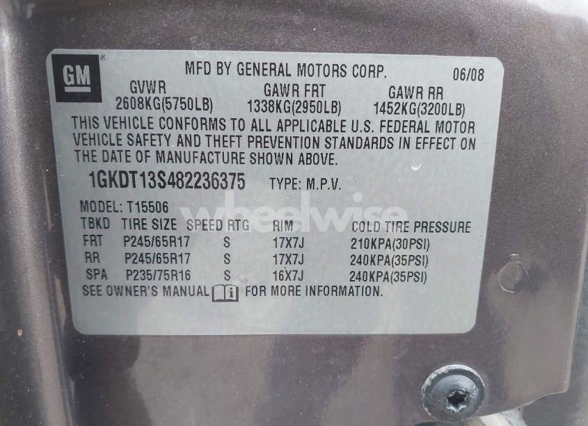 Photo 9 of 2008 Gmc Envoy SLE (VIN 1GKDT13S482236375)