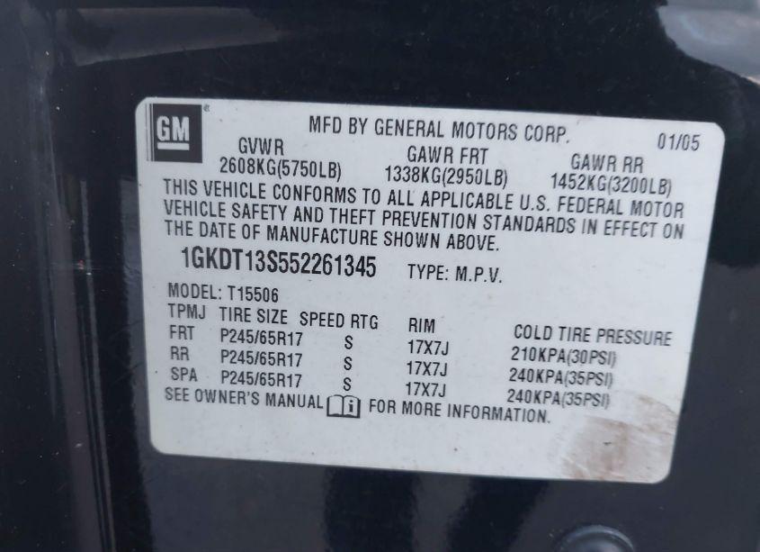 Photo 9 of 2005 Gmc Envoy SLT (VIN 1GKDT13S552261345)