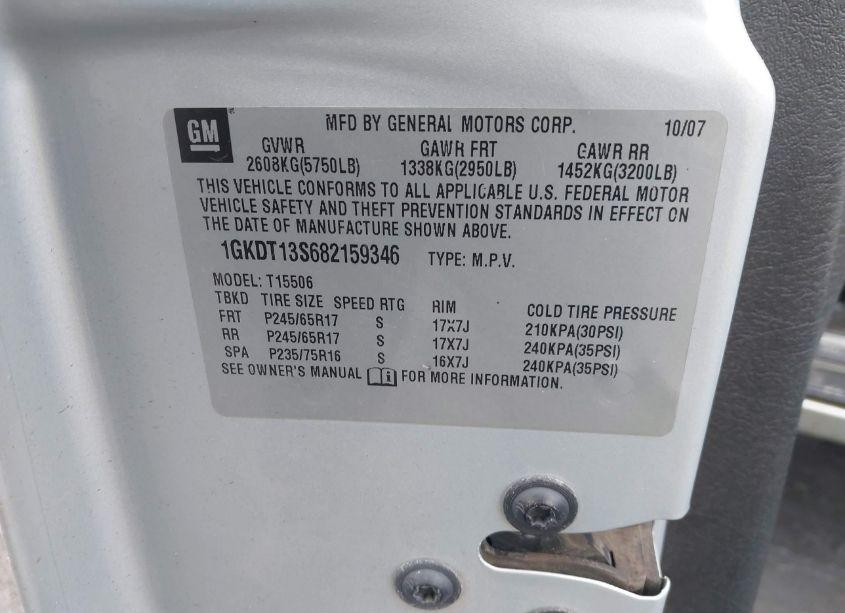 Photo 9 of 2008 Gmc Envoy SLE (VIN 1GKDT13S682159346)