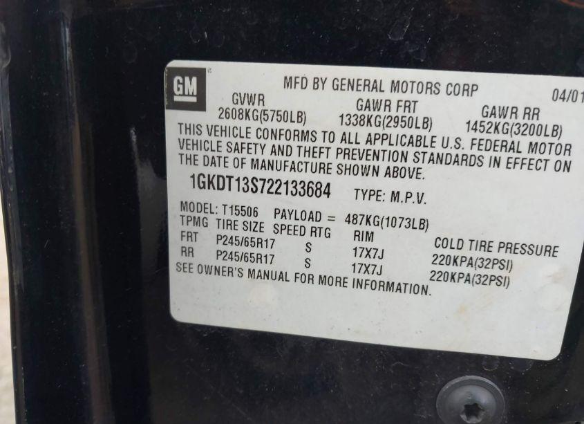 Photo 9 of 2002 Gmc Envoy SLE (VIN 1GKDT13S722133684)