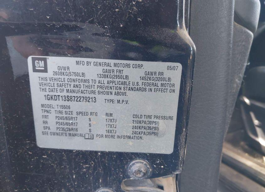 Photo 8 of 2007 Gmc Envoy SLT (VIN 1GKDT13S872279213)