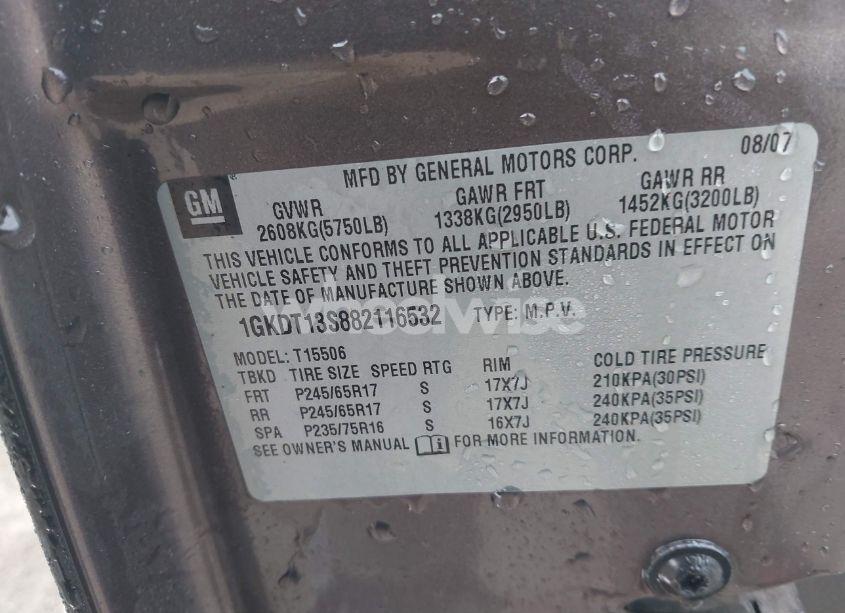 Photo 9 of 2008 Gmc Envoy SLE (VIN 1GKDT13S882116532)