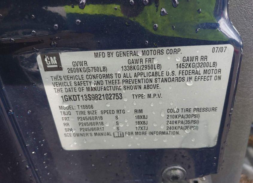 Photo 9 of 2008 Gmc Envoy SLT (VIN 1GKDT13S982102753)