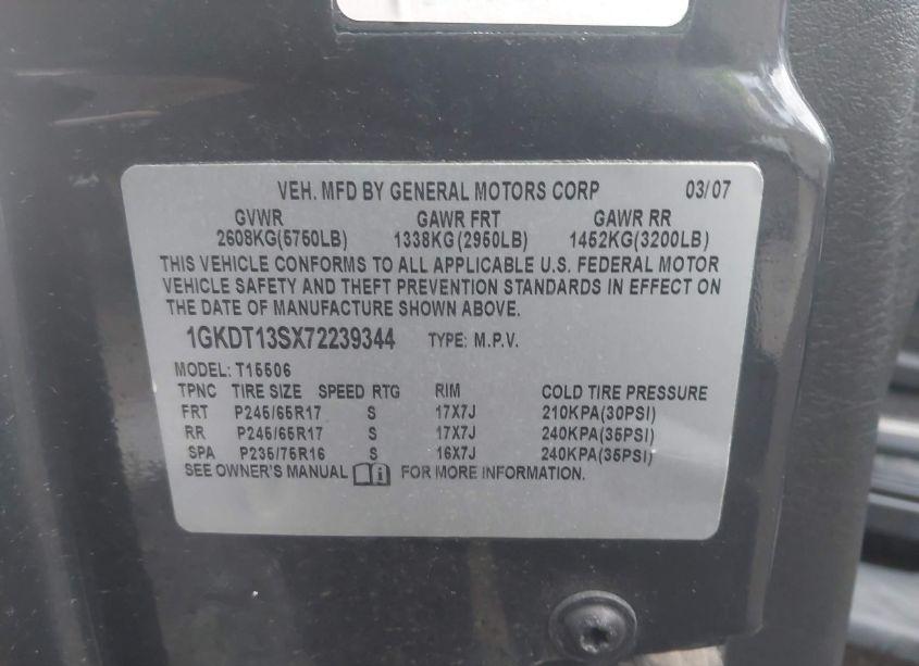 Photo 9 of 2007 Gmc Envoy SLT (VIN 1GKDT13SX72239344)