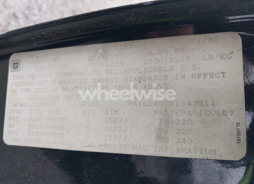 Photo 9 of 1995 Gmc Jimmy (VIN 1GKDT13W4S2523726)