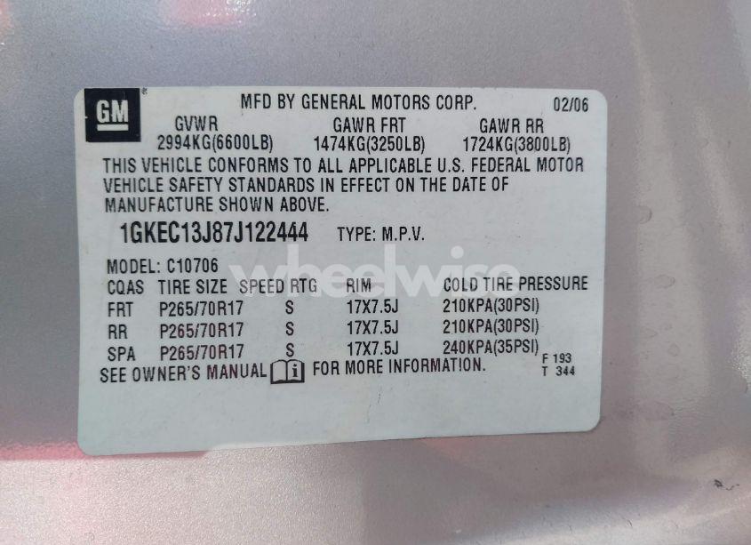 Photo 9 of 2007 Gmc Yukon SLE (VIN 1GKEC13J87J122444)