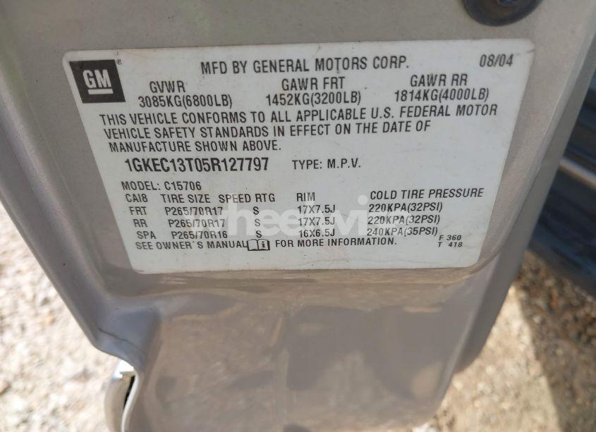 Photo 9 of 2005 Gmc Yukon SLT (VIN 1GKEC13T05R127797)