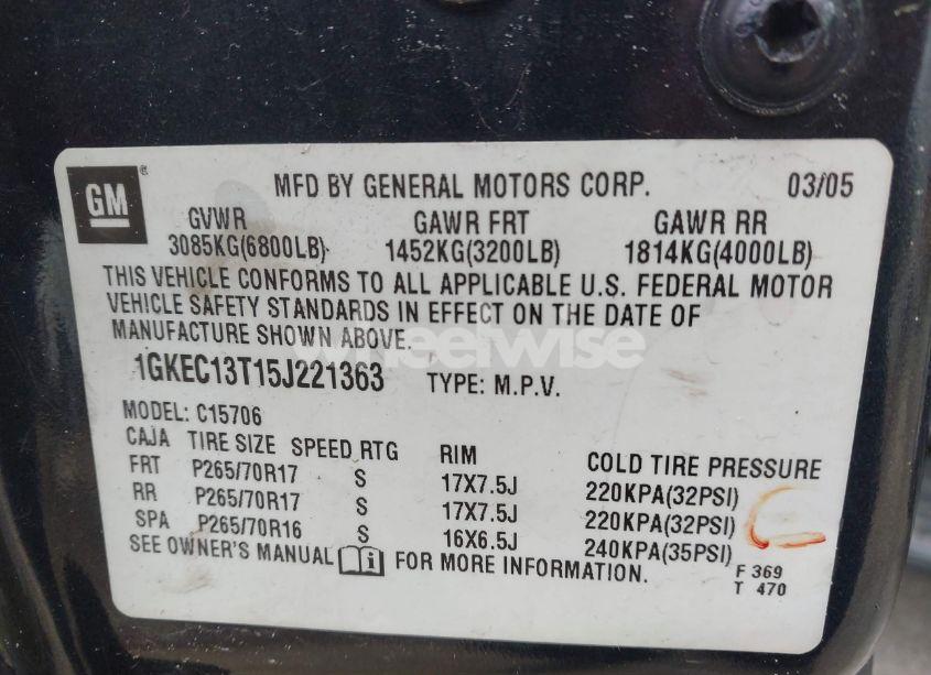 Photo 9 of 2005 Gmc Yukon SLT (VIN 1GKEC13T15J221363)