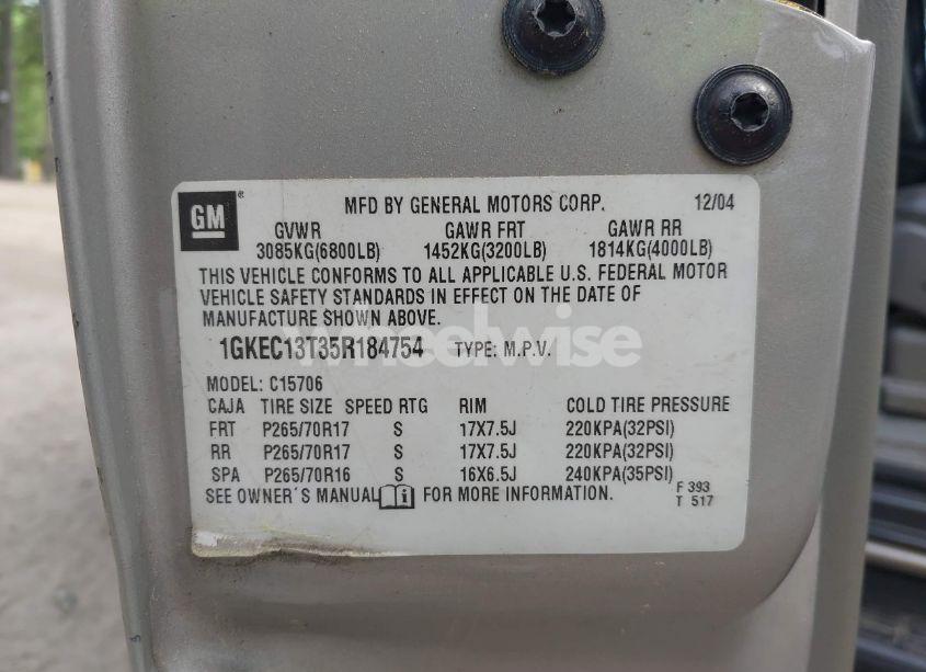 Photo 9 of 2005 Gmc Yukon SLT (VIN 1GKEC13T35R184754)