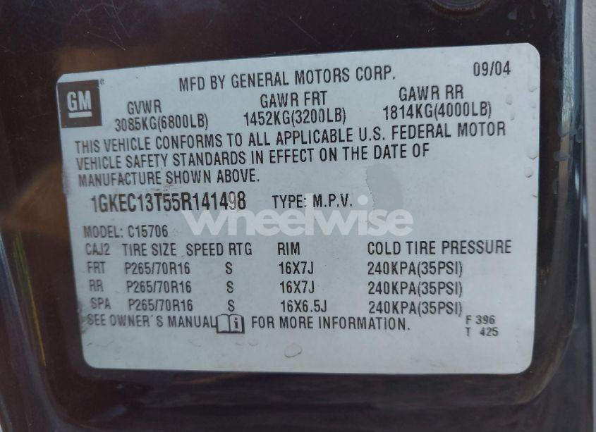 Photo 9 of 2005 Gmc Yukon SLE (VIN 1GKEC13T55R141498)