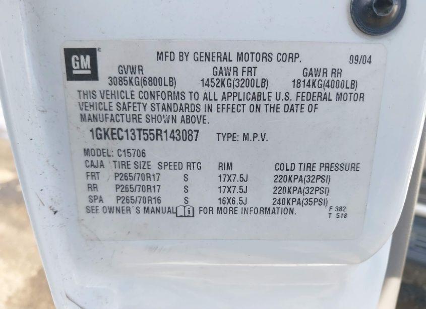 Photo 9 of 2005 Gmc Yukon SLT (VIN 1GKEC13T55R143087)