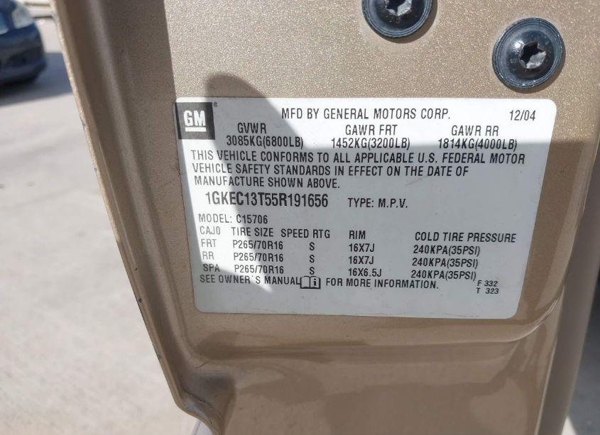 Photo 9 of 2005 Gmc Yukon SLE (VIN 1GKEC13T55R191656)
