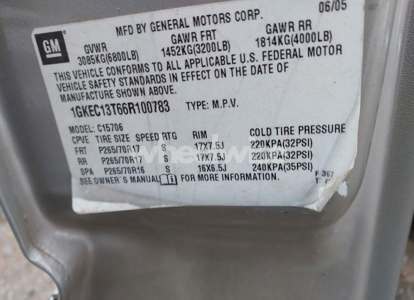 Photo 9 of 2006 Gmc Yukon SLT (VIN 1GKEC13T66R100783)
