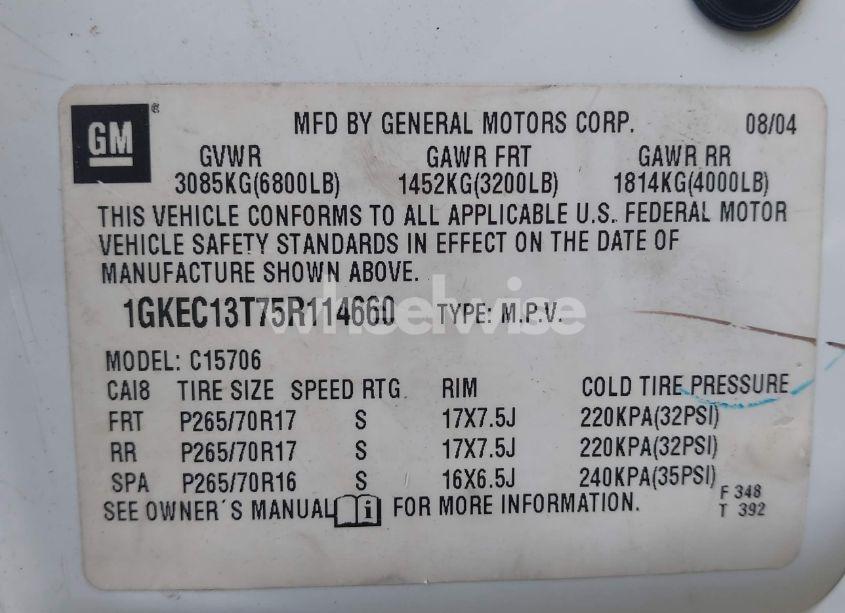 Photo 9 of 2005 Gmc Yukon SLT (VIN 1GKEC13T75R114660)