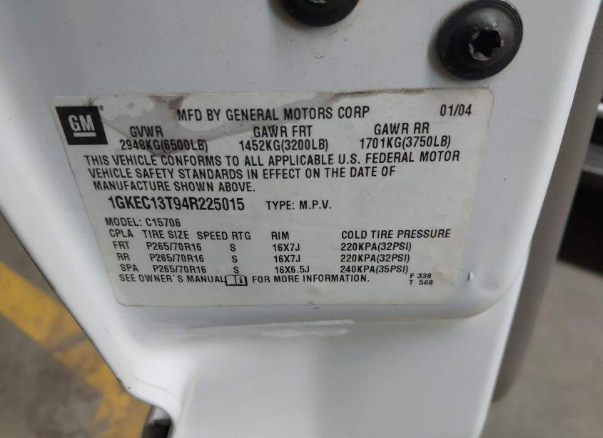 Photo 9 of 2004 Gmc Yukon SLE (VIN 1GKEC13T94R225015)