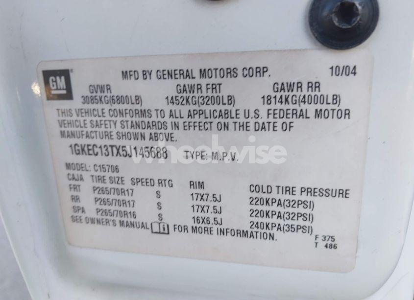 Photo 9 of 2005 Gmc Yukon SLT (VIN 1GKEC13TX5J145688)