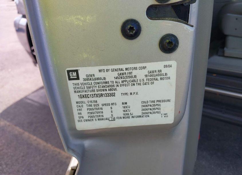 Photo 9 of 2005 Gmc Yukon SLT (VIN 1GKEC13TX5R133302)