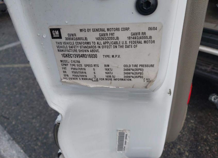 Photo 9 of 2004 Gmc Yukon SLE (VIN 1GKEC13V94R316030)