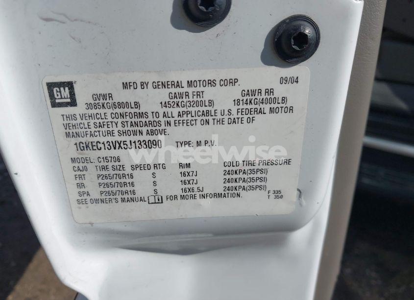 Photo 9 of 2005 Gmc Yukon SLE (VIN 1GKEC13VX5J133090)