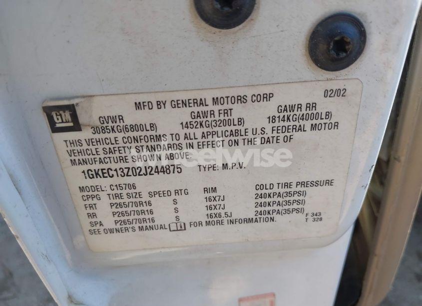 Photo 9 of 2002 Gmc Yukon SLT (VIN 1GKEC13Z02J244875)