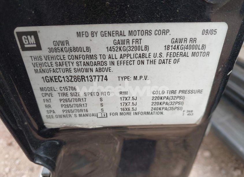 Photo 9 of 2006 Gmc Yukon SLT (VIN 1GKEC13Z86R137774)