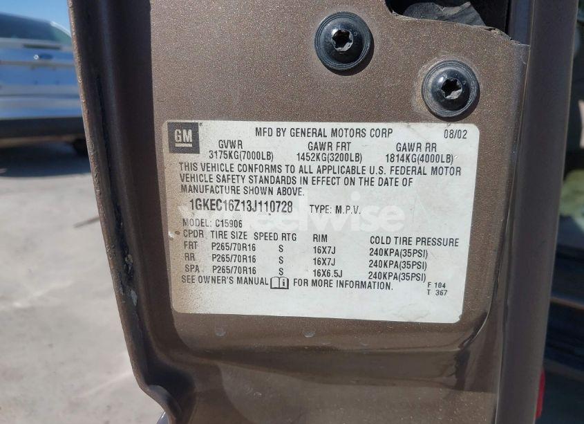 Photo 9 of 2003 Gmc Yukon XL 1500 SLT (VIN 1GKEC16Z13J110728)