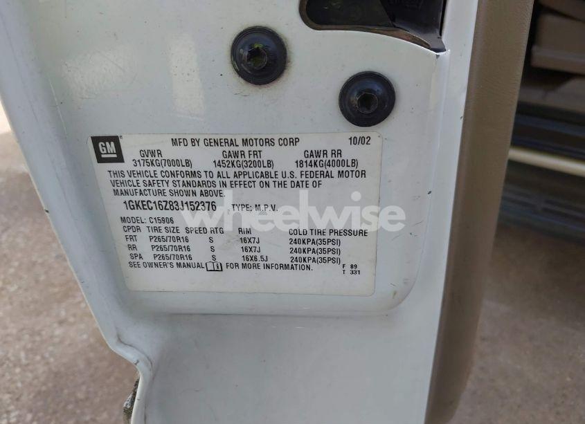 Photo 9 of 2003 Gmc Yukon XL 1500 SLT (VIN 1GKEC16Z83J152376)