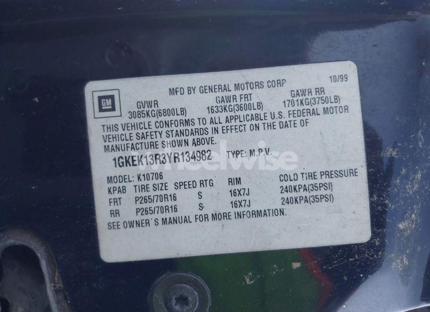 Photo 9 of 2000 Gmc Yukon DENALI (VIN 1GKEK13R3YR134982)