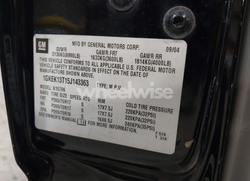 Photo 9 of 2005 Gmc Yukon SLT (VIN 1GKEK13T15J143363)