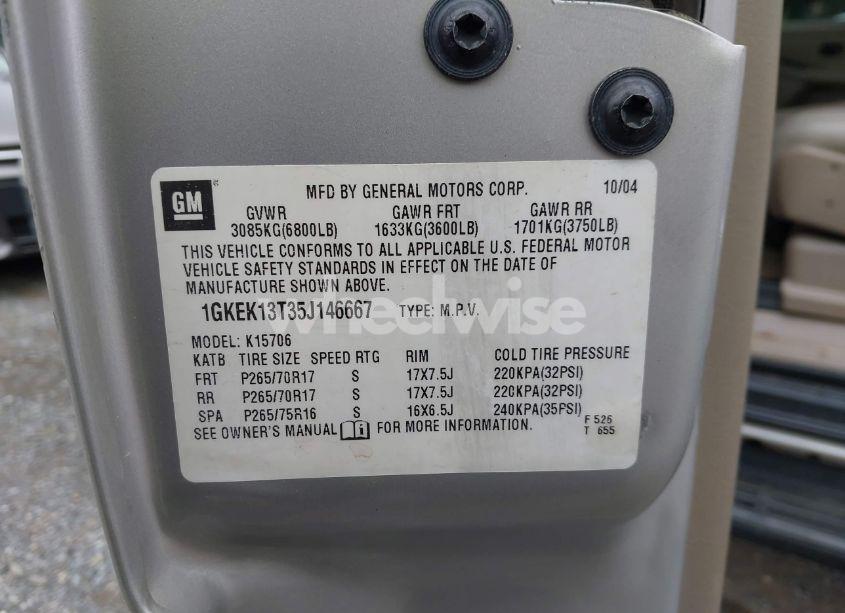 Photo 9 of 2005 Gmc Yukon SLT (VIN 1GKEK13T35J146667)