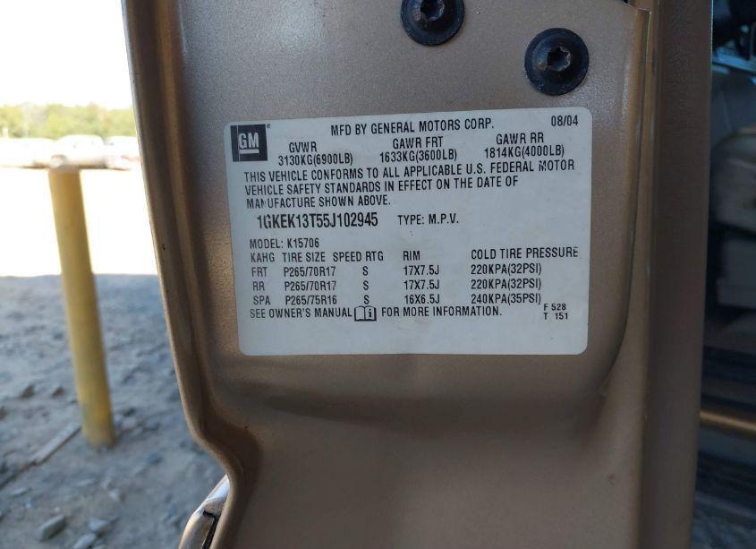 Photo 9 of 2005 Gmc Yukon SLT (VIN 1GKEK13T55J102945)