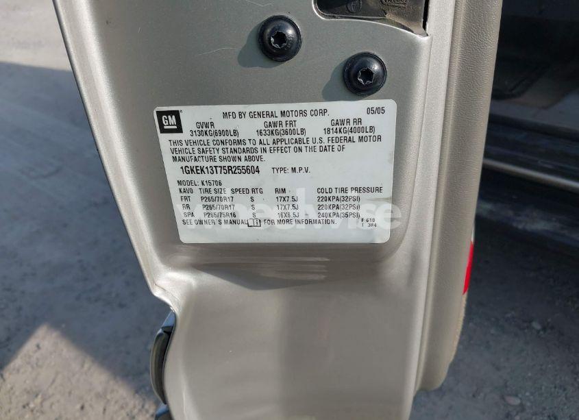 Photo 9 of 2005 Gmc Yukon SLT (VIN 1GKEK13T75R255604)