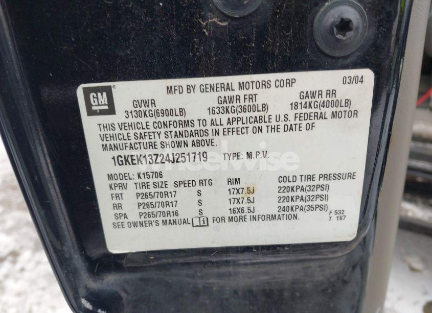 Photo 9 of 2004 Gmc Yukon SLT (VIN 1GKEK13Z24J251719)