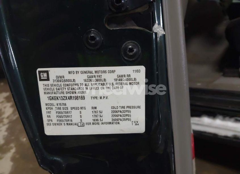 Photo 9 of 2004 Gmc Yukon SLT (VIN 1GKEK13ZX4R198169)