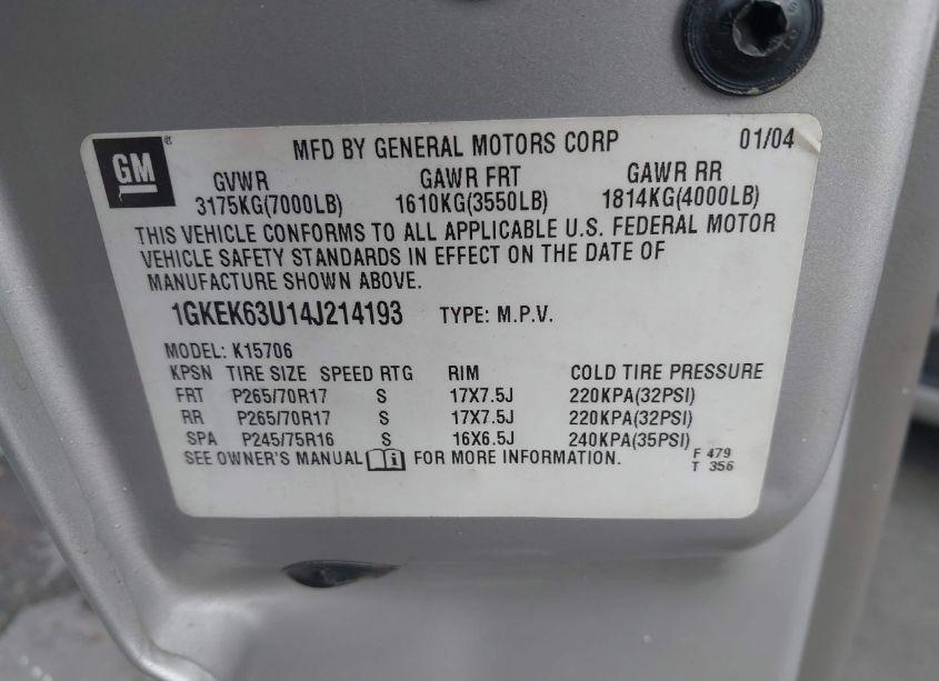 Photo 9 of 2004 Gmc Yukon DENALI (VIN 1GKEK63U14J214193)