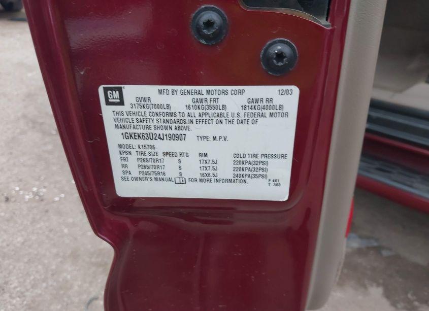 Photo 9 of 2004 Gmc Yukon DENALI (VIN 1GKEK63U24J190907)