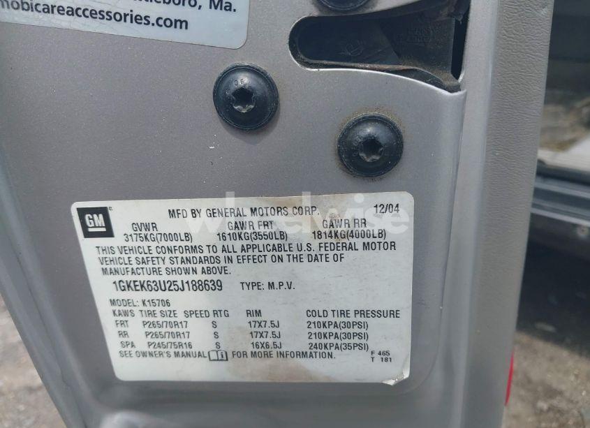 Photo 9 of 2005 Gmc Yukon DENALI (VIN 1GKEK63U25J188639)