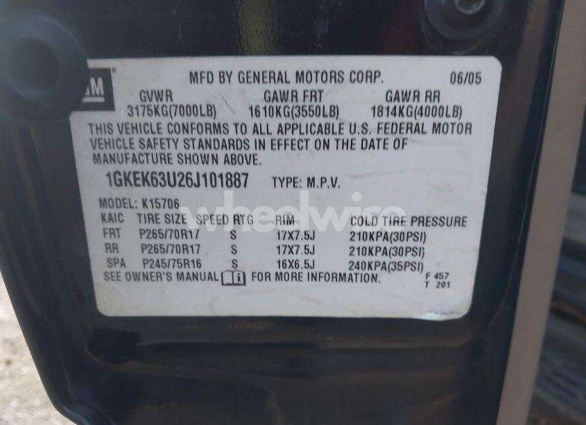 Photo 9 of 2006 Gmc Yukon DENALI (VIN 1GKEK63U26J101887)