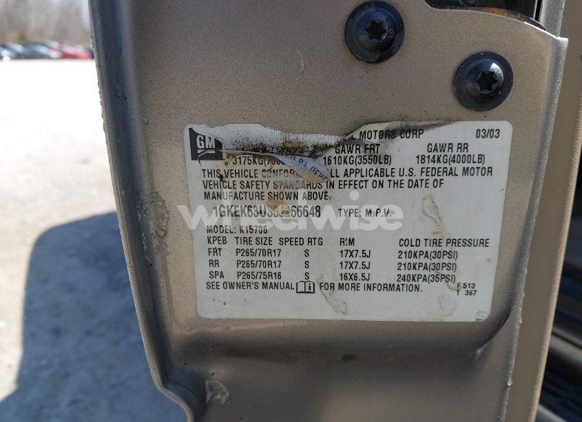 Photo 9 of 2003 Gmc Yukon DENALI (VIN 1GKEK63U33J266648)