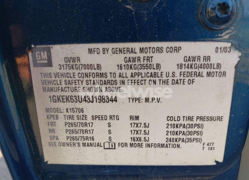 Photo 9 of 2003 Gmc Yukon DENALI (VIN 1GKEK63U43J198344)