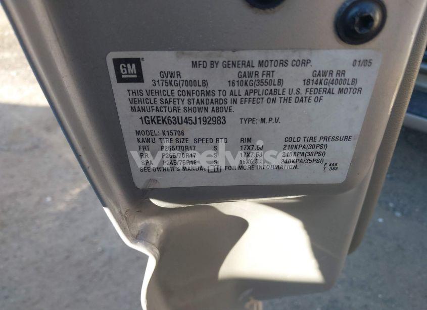 Photo 9 of 2005 Gmc Yukon DENALI (VIN 1GKEK63U45J192983)