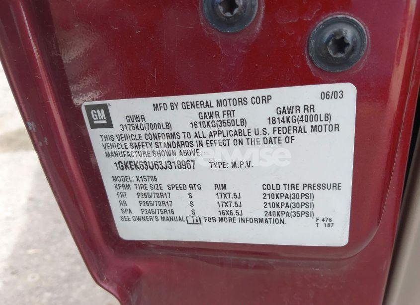 Photo 9 of 2003 Gmc Yukon DENALI (VIN 1GKEK63U63J318967)