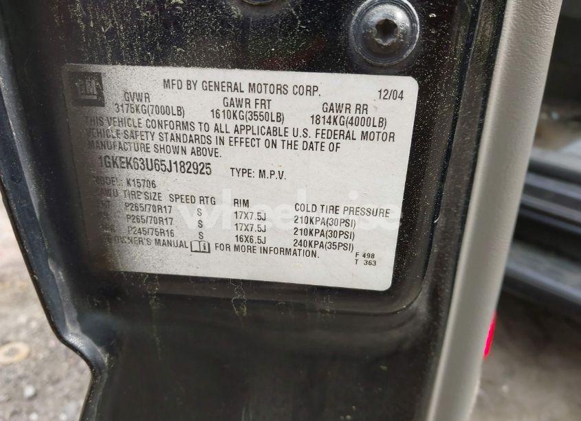 Photo 9 of 2005 Gmc Yukon DENALI (VIN 1GKEK63U65J182925)