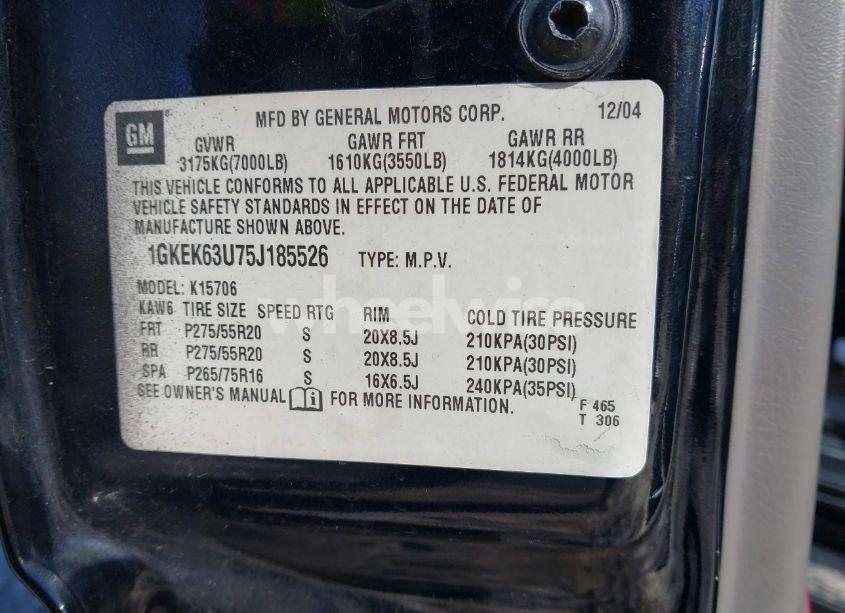 Photo 9 of 2005 Gmc Yukon DENALI (VIN 1GKEK63U75J185526)
