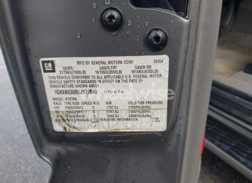 Photo 9 of 2005 Gmc Yukon DENALI (VIN 1GKEK63U85J129840)