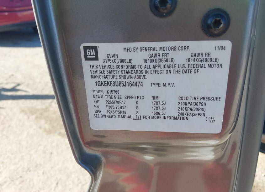 Photo 9 of 2005 Gmc Yukon DENALI (VIN 1GKEK63U85J164474)