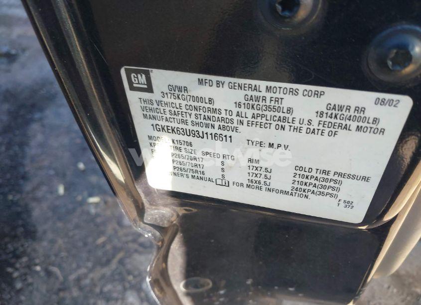 Photo 9 of 2003 Gmc Yukon DENALI (VIN 1GKEK63U93J116611)